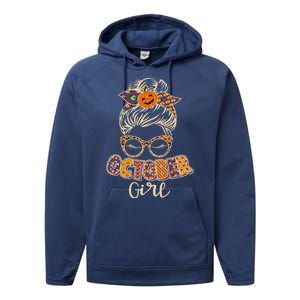 Cute Halloween Patterns October Girl Performance Fleece Hoodie