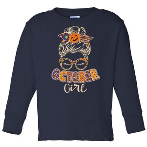 Cute Halloween Patterns October Girl Toddler Long Sleeve Shirt