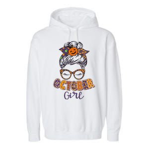 Cute Halloween Patterns October Girl Garment-Dyed Fleece Hoodie