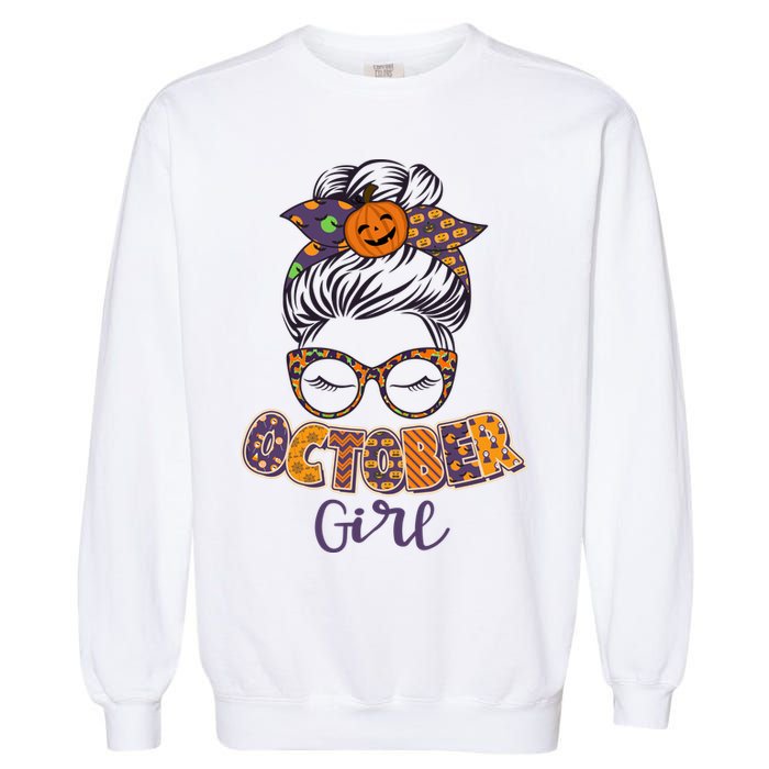 Cute Halloween Patterns October Girl Garment-Dyed Sweatshirt