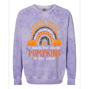 Cute Halloween Preschool Teacher I Teach The Cutest Pumpkins Gift Colorblast Crewneck Sweatshirt