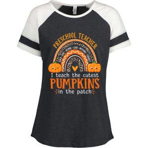 Cute Halloween Preschool Teacher I Teach The Cutest Pumpkins Gift Enza Ladies Jersey Colorblock Tee