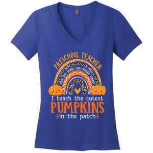 Cute Halloween Preschool Teacher I Teach The Cutest Pumpkins Gift Women's V-Neck T-Shirt