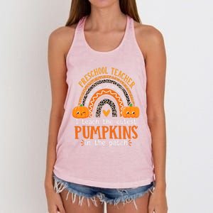 Cute Halloween Preschool Teacher I Teach The Cutest Pumpkins Gift Women's Knotted Racerback Tank