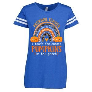 Cute Halloween Preschool Teacher I Teach The Cutest Pumpkins Gift Enza Ladies Jersey Football T-Shirt