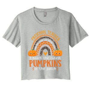 Cute Halloween Preschool Teacher I Teach The Cutest Pumpkins Gift Women's Crop Top Tee