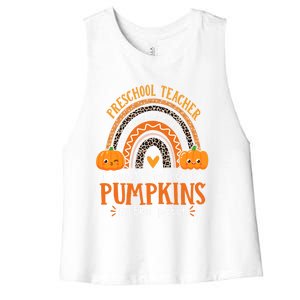 Cute Halloween Preschool Teacher I Teach The Cutest Pumpkins Gift Women's Racerback Cropped Tank