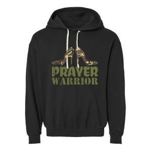 Camo Heels Prayer Warrior Faith God Jesus Christian Garment-Dyed Fleece Hoodie