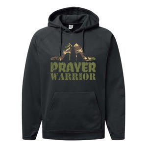 Camo Heels Prayer Warrior Faith God Jesus Christian Performance Fleece Hoodie