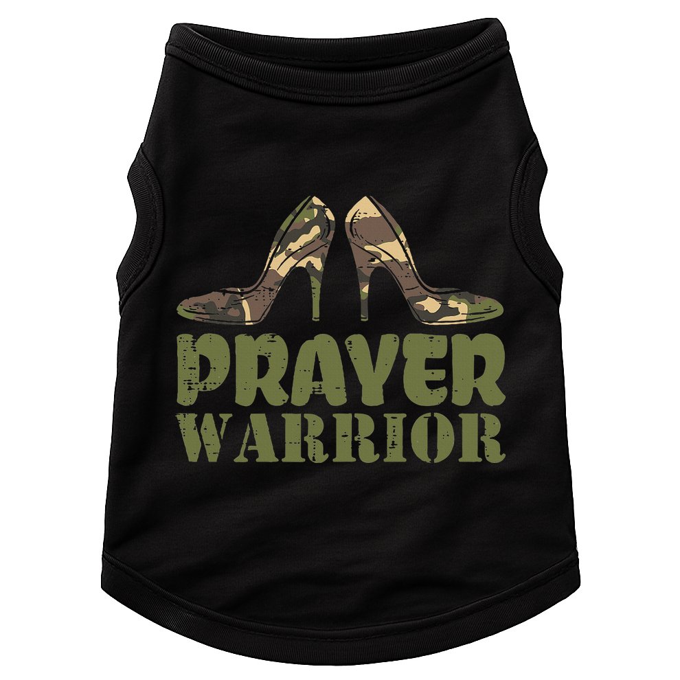 Camo Heels Prayer Warrior Faith God Jesus Christian Doggie Tank