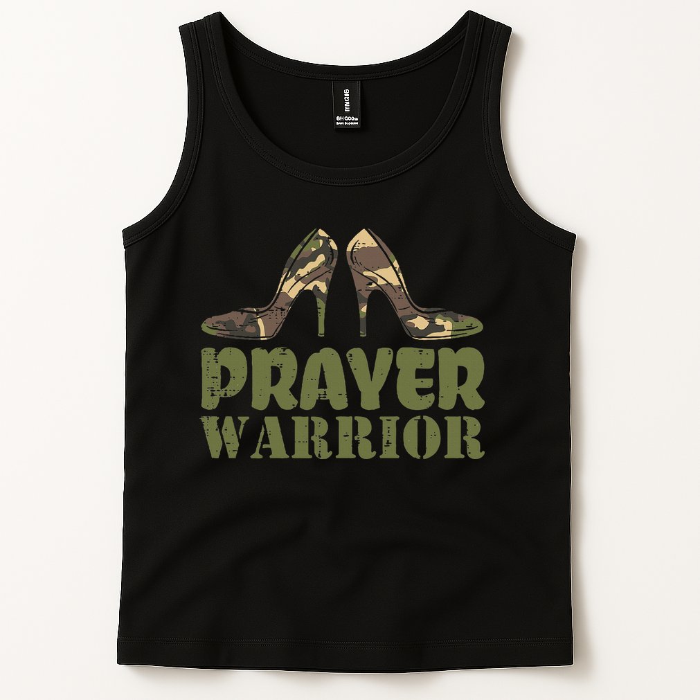 Camo Heels Prayer Warrior Faith God Jesus Christian Tank Top