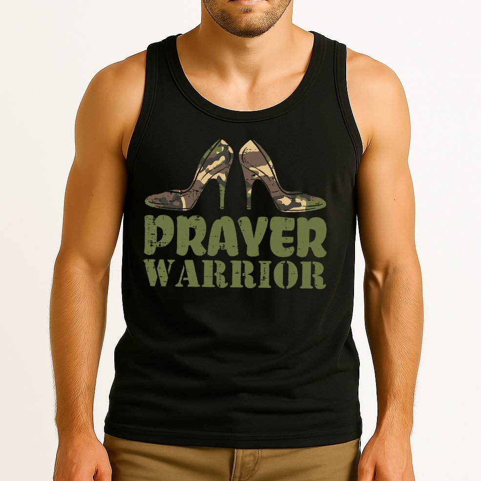 Camo Heels Prayer Warrior Faith God Jesus Christian Tank Top