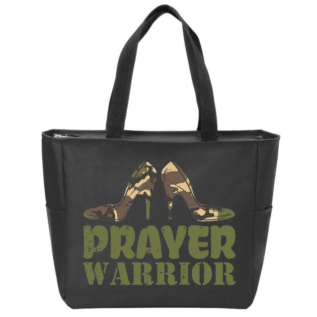 Camo Heels Prayer Warrior Faith God Jesus Christian Zip Tote Bag