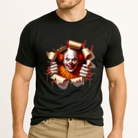 Creepy Halloween Peeking Through Clown Cooling Performance Crew T-Shirt