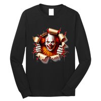 Creepy Halloween Peeking Through Clown Long Sleeve Shirt