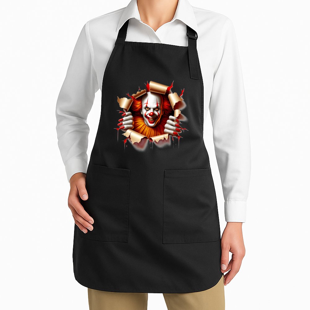 Creepy Halloween Peeking Through Clown Apron