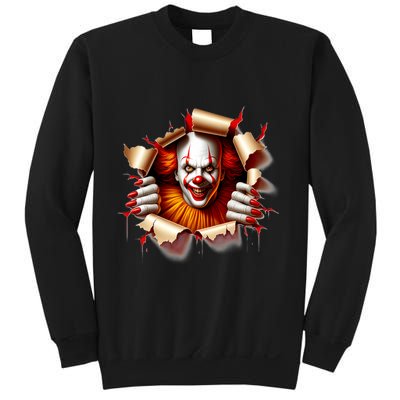 Creepy Halloween Peeking Through Clown Sweatshirt
