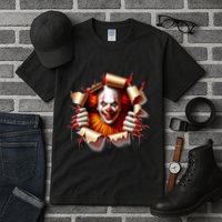 Creepy Halloween Peeking Through Clown Tall T-Shirt