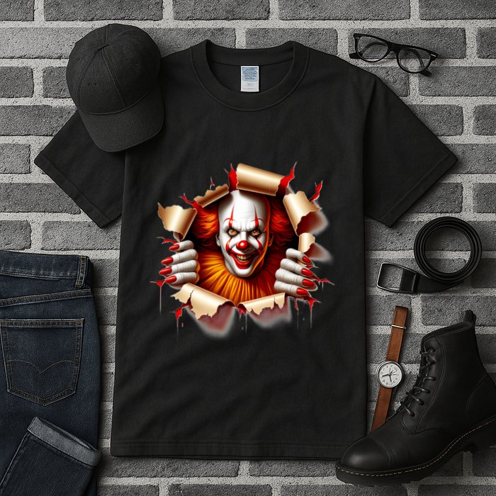 Creepy Halloween Peeking Through Clown Tall T-Shirt
