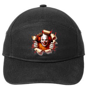 Creepy Halloween Peeking Through Clown 7-Panel Snapback Hat