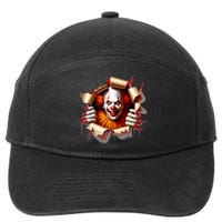 Creepy Halloween Peeking Through Clown 7-Panel Snapback Hat