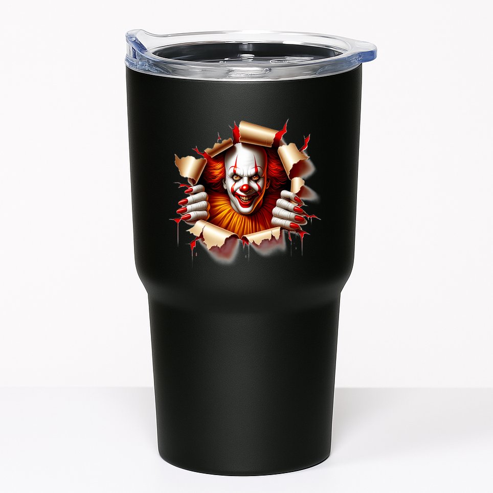 Creepy Halloween Peeking Through Clown Tumbler