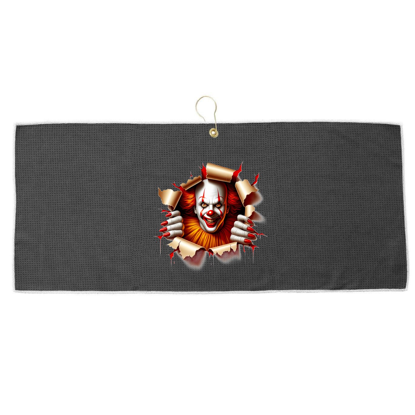 Creepy Halloween Peeking Through Clown Large Microfiber Waffle Golf Towel