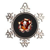 Creepy Halloween Peeking Through Clown Metallic Star Ornament