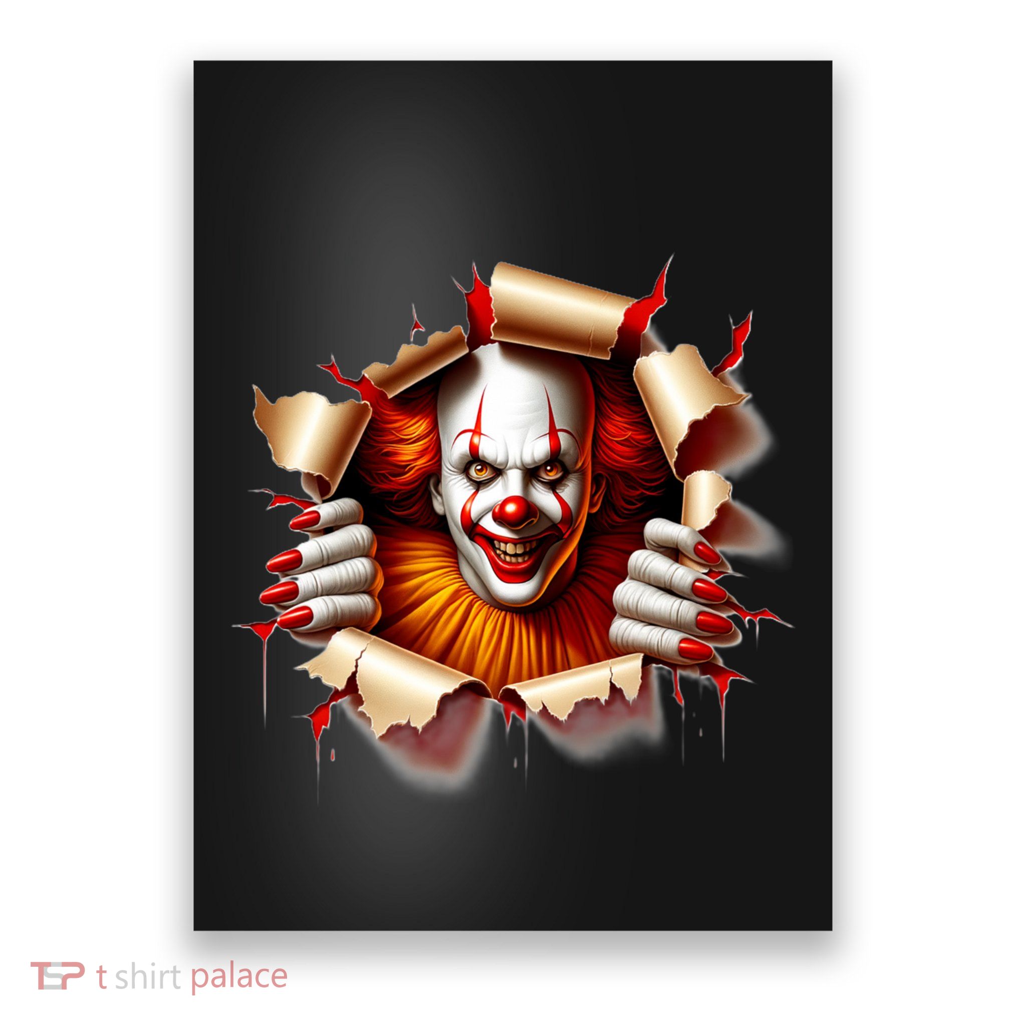 Creepy Halloween Peeking Through Clown Poster