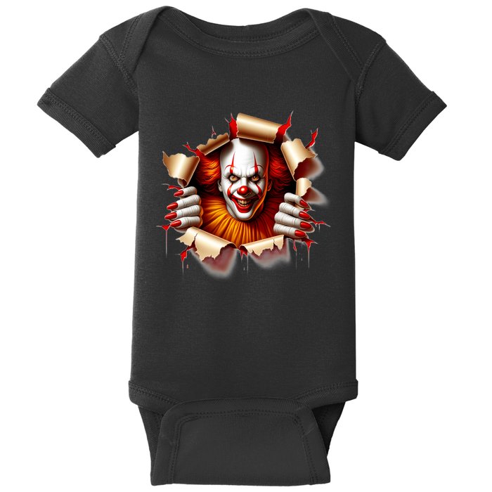 Creepy Halloween Peeking Through Clown Baby Bodysuit