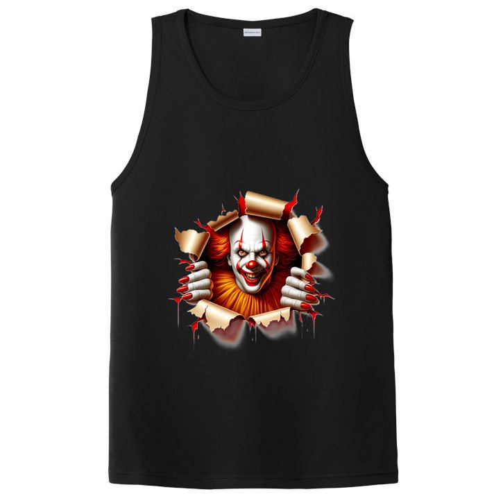 Creepy Halloween Peeking Through Clown PosiCharge Competitor Tank