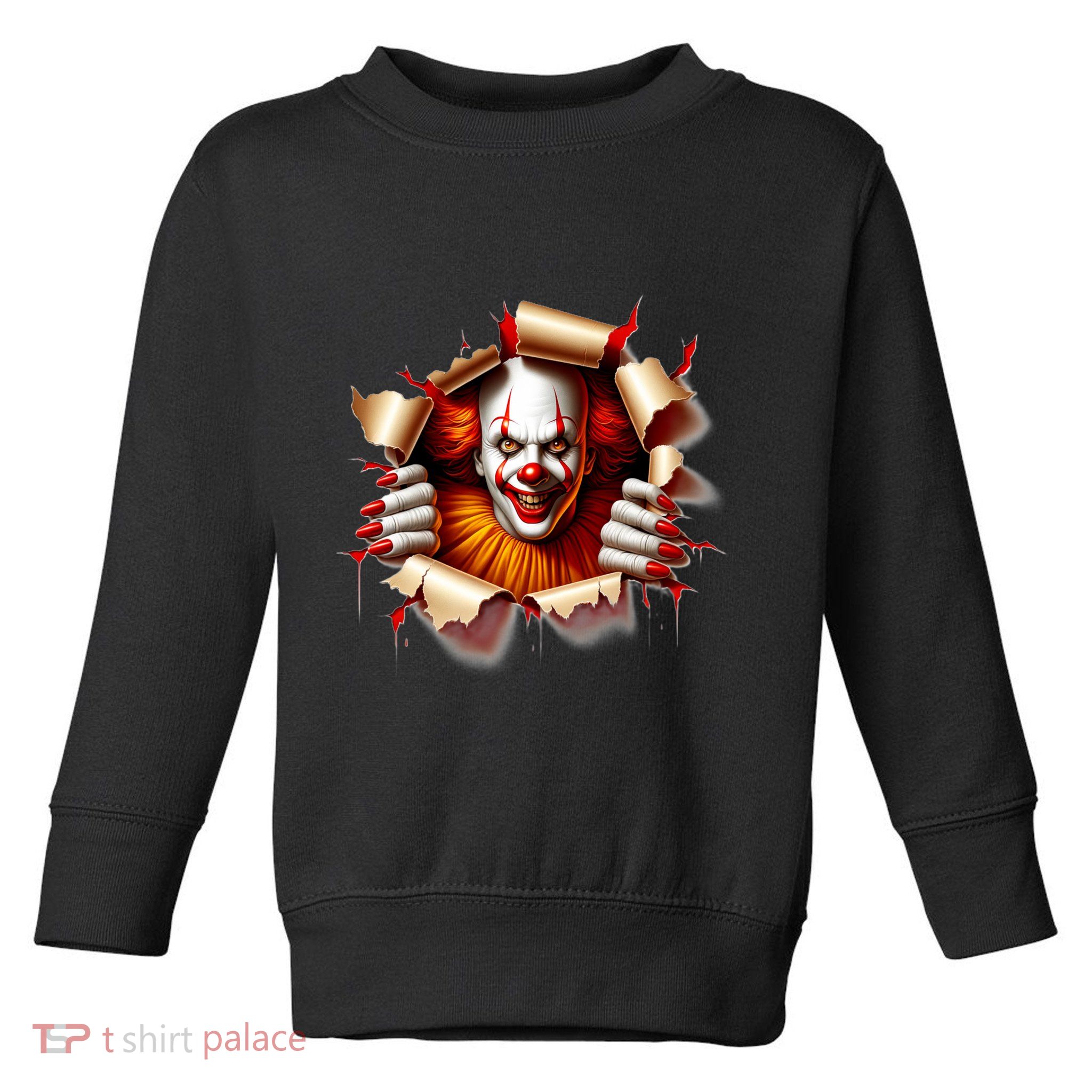 Creepy Halloween Peeking Through Clown Toddler Sweatshirt