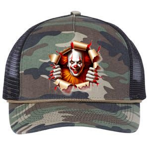 Creepy Halloween Peeking Through Clown Retro Rope Trucker Hat Cap