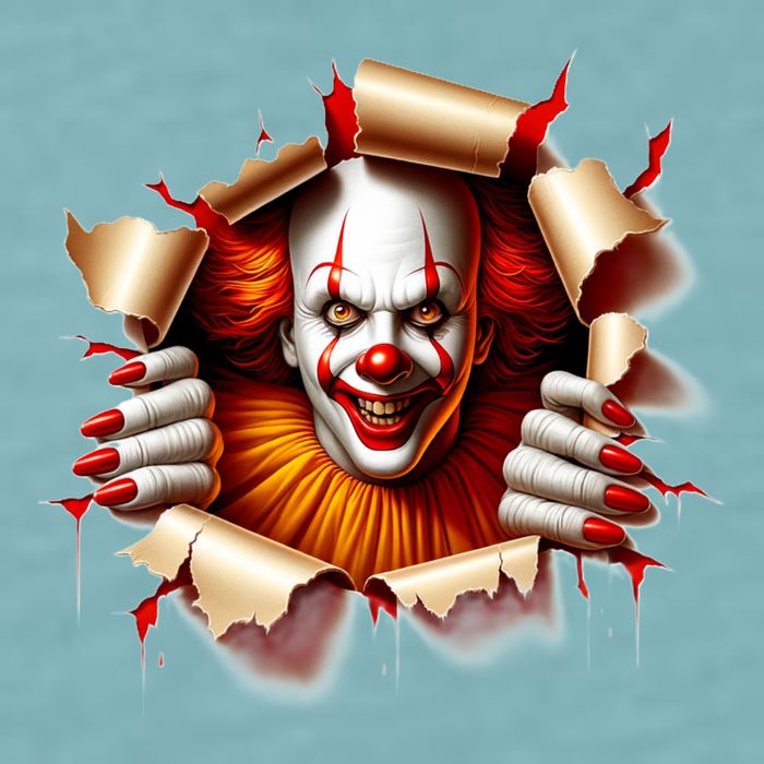 Creepy Halloween Peeking Through Clown Sueded Cloud Jersey T-Shirt