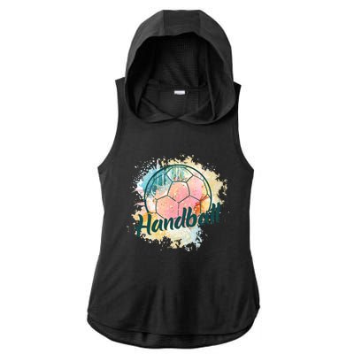 Colorful Handball Player Sport Ball Handball Gift Ladies PosiCharge Tri-Blend Wicking Draft Hoodie Tank