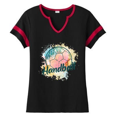 Colorful Handball Player Sport Ball Handball Gift Ladies Halftime Notch Neck Tee