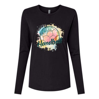 Colorful Handball Player Sport Ball Handball Gift Womens Cotton Relaxed Long Sleeve T-Shirt