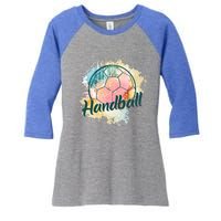 Colorful Handball Player Sport Ball Handball Gift Women's Tri-Blend 3/4-Sleeve Raglan Shirt