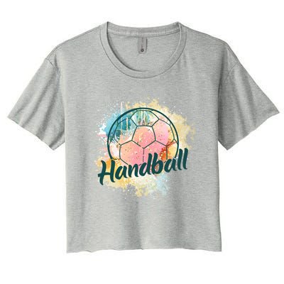 Colorful Handball Player Sport Ball Handball Gift Women's Crop Top Tee