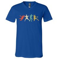 Colorful Handball Players Handball Team Handball Gift V-Neck T-Shirt