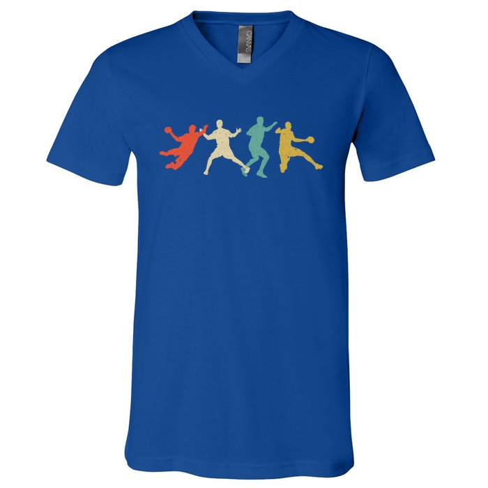 Colorful Handball Players Handball Team Handball Gift V-Neck T-Shirt