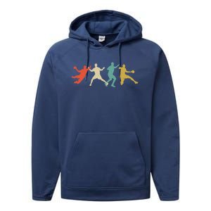 Colorful Handball Players Handball Team Handball Gift Performance Fleece Hoodie