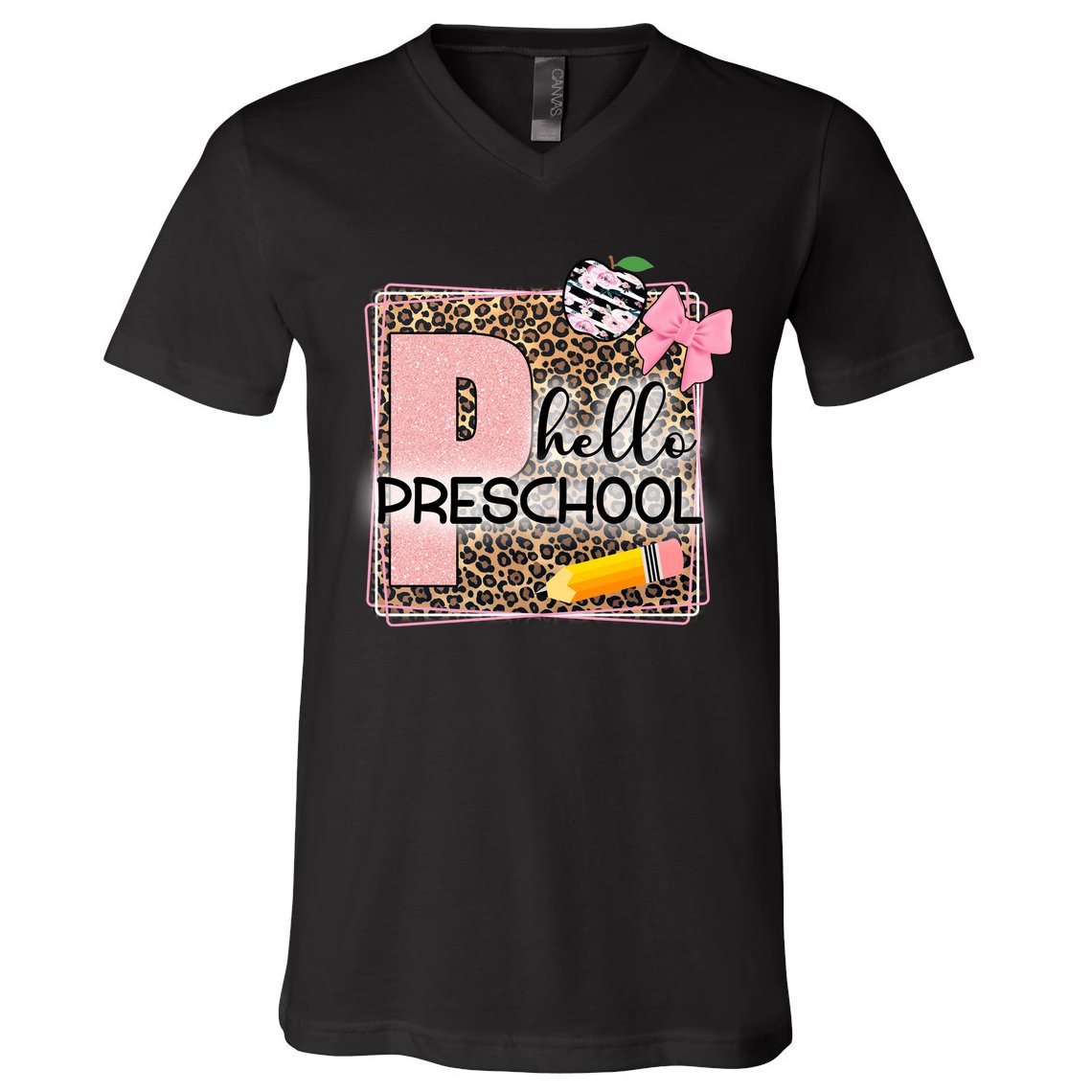 Cute Hello Pre School Teachers Students V-Neck T-Shirt