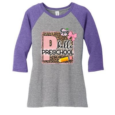 Cute Hello Pre School Teachers Students Women's Tri-Blend 3/4-Sleeve Raglan Shirt