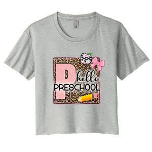 Cute Hello Pre School Teachers Students Women's Crop Top Tee