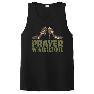 Camo Heels Prayer Warrior Faith God Jesus Christian Funny Gift PosiCharge Competitor Tank