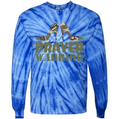 Camo Heels Prayer Warrior Faith God Jesus Christian Funny Gift Tie-Dye Long Sleeve Shirt