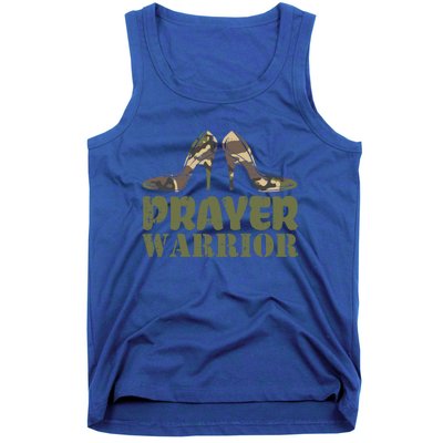 Camo Heels Prayer Warrior Faith God Jesus Christian Funny Gift Tank Top