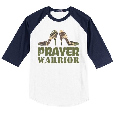 Camo Heels Prayer Warrior Faith God Jesus Christian Funny Gift Baseball Sleeve Shirt