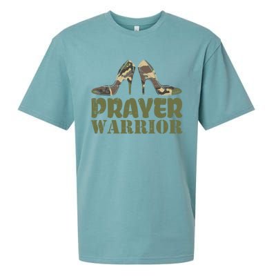 Camo Heels Prayer Warrior Faith God Jesus Christian Funny Gift Sueded Cloud Jersey T-Shirt